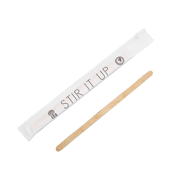 Alliant Coffee Soltuions Stir Stick, Wrapped Eco Wood , STIR IT UP, 140mm x5mm x1mm, PK10000 2670300